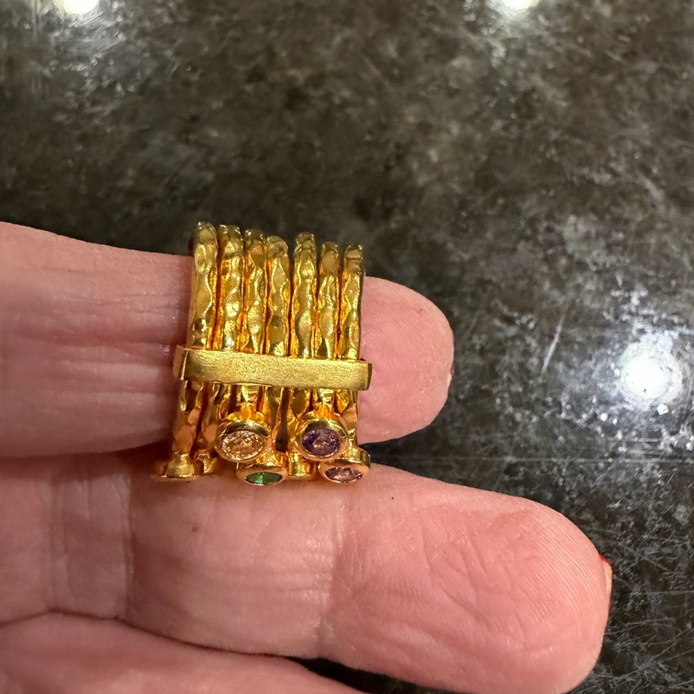 Vibrant Gold Multi-Stone Ring Set - Picture 3 of 5